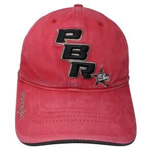 PBR Wrangler Strapback Baseball Cap Red One Size Adjustable Embroidered Cotton